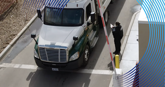 Truck at entry gate for check-in