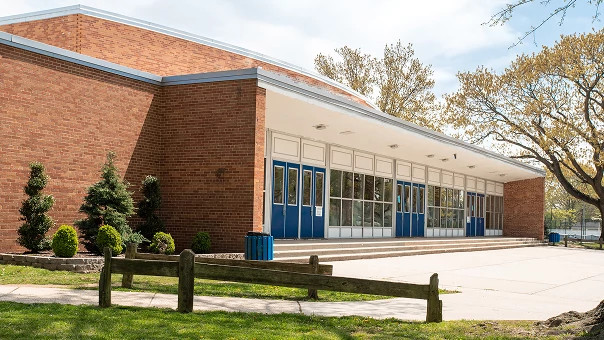 Outside view of school entrance, showcasing secure access control solutions for educational institutions