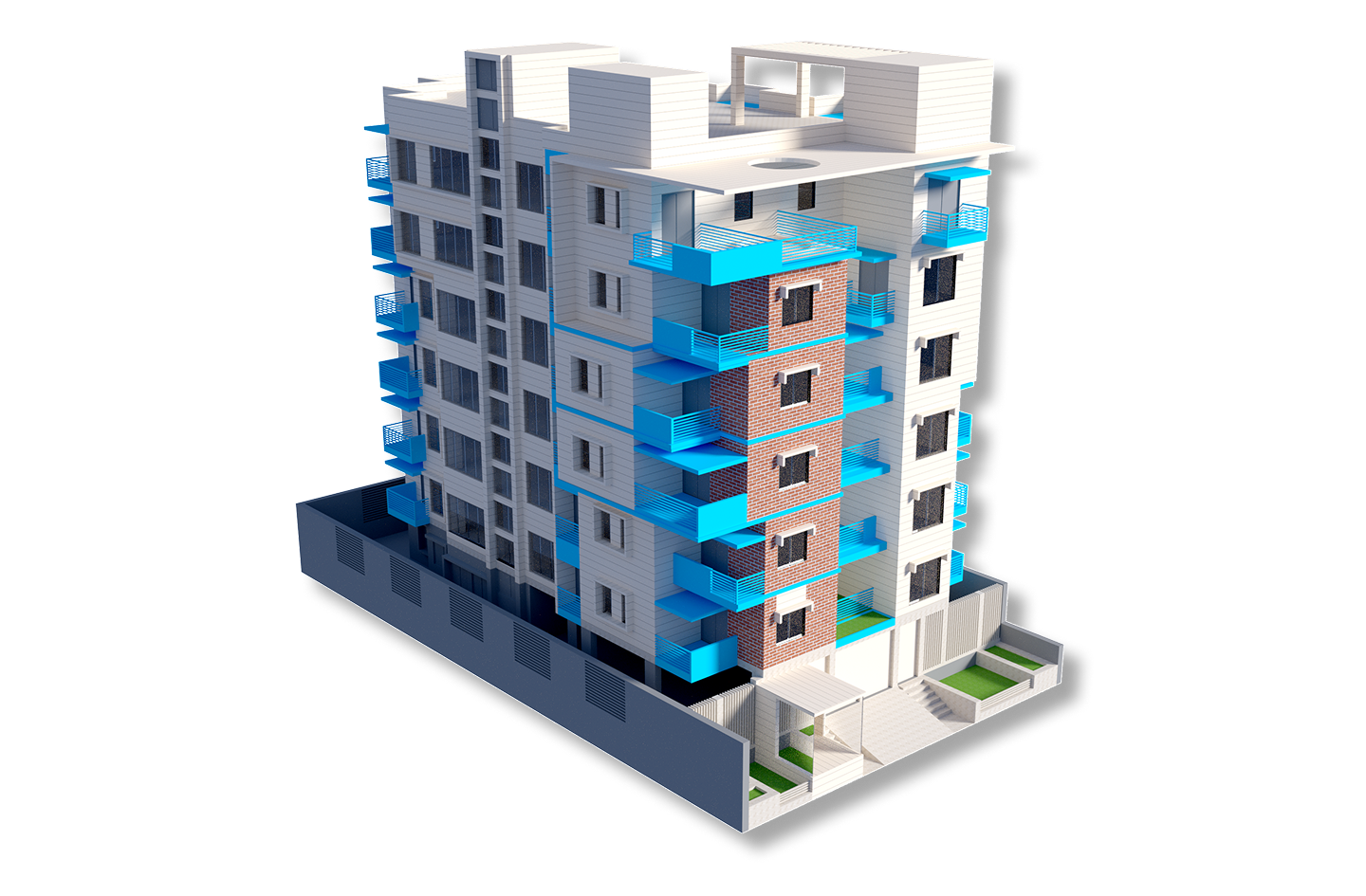 Architectural render of a student housing building, ideal for integrated access control and property management solutions