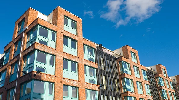 Exterior view of student housing facility, illustrating smart access control for multifamily communities