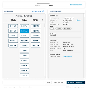 myQ enterprise Appointment Scheduling Dashboard Interface