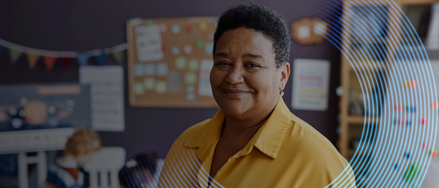 Female school administrator, representing facility operations and secure access control in educational environments
