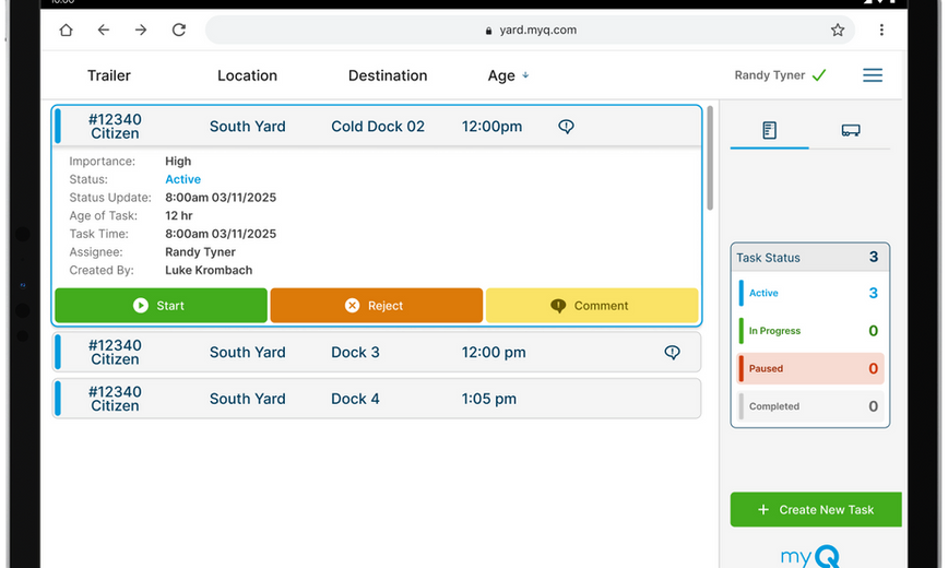 Tablet warehouse dashboard inspection view