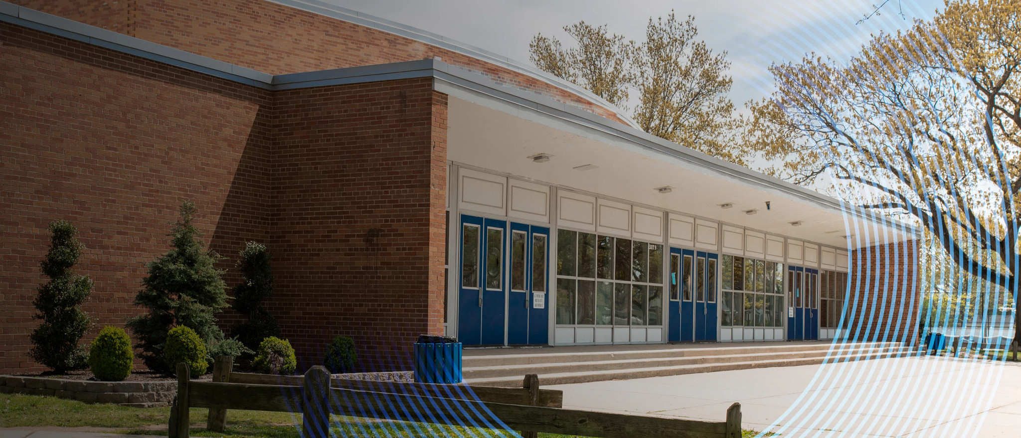 Outside view of school entrance, showcasing secure access control solutions for educational institutions