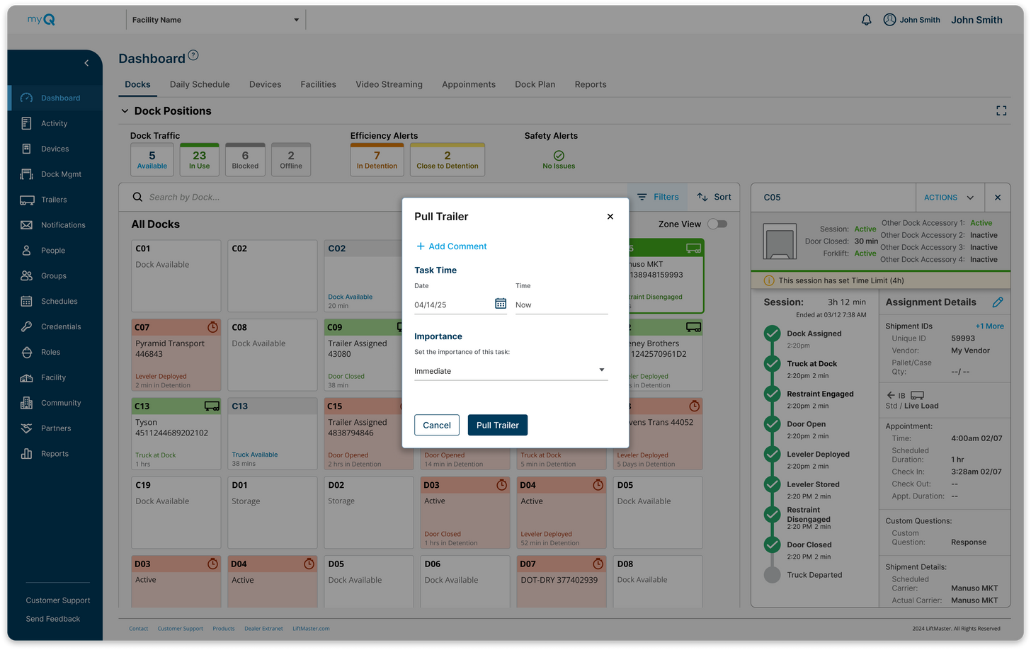 Team members managing warehouse inventory schedule